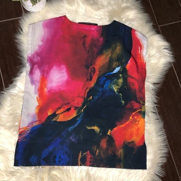 Vida watercolored blouse size small - Picture 3 of 5